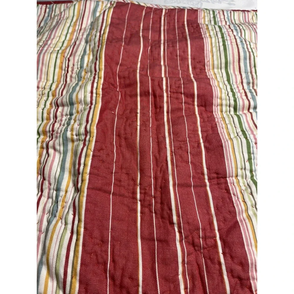 Pottery Barn Orange Red Green Striped Standard Sham